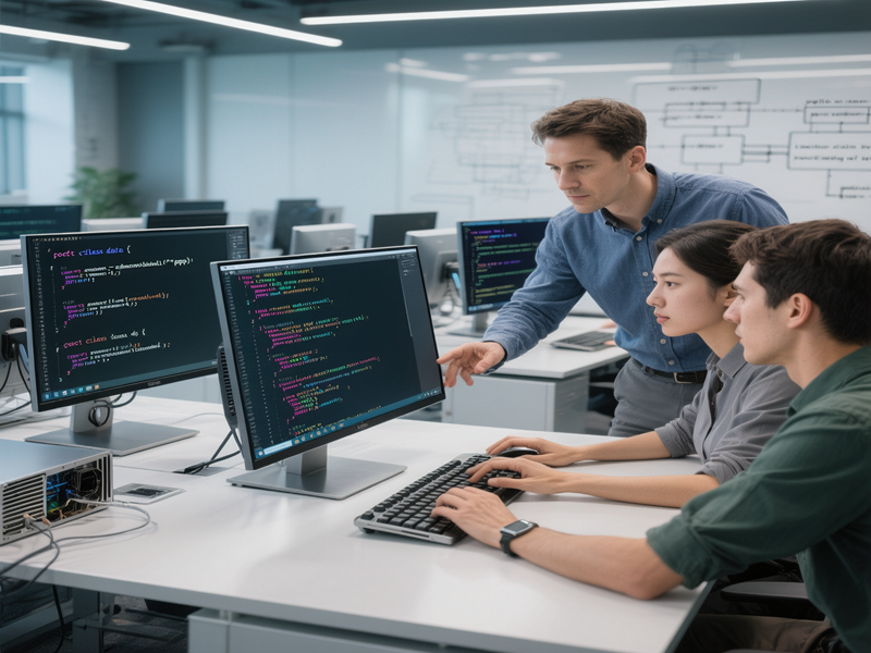 Students learning Java and Python at Floating Minds Institute — the Best IT Training Institute in Hadapsar.