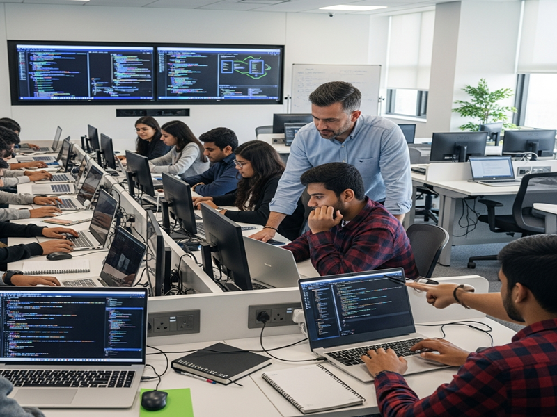 Students practicing practical problem-solving at the Best IT Training Institute in Hadapsar