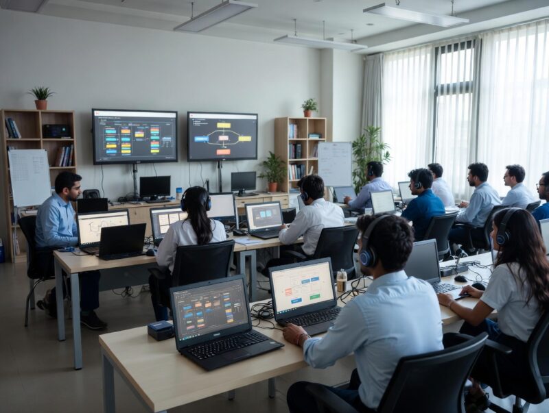 Students learning automation basics at the Best software Training Institute in Hadapsar