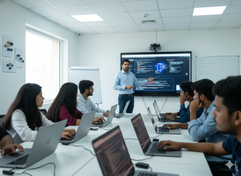 Students learning programming at the Best IT Training Institute in Hadapsar