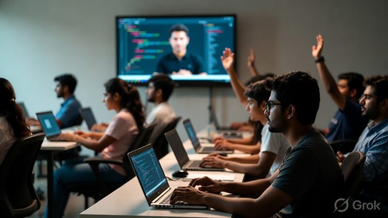 Students learning development skills at the Best software training institute in hadapsar