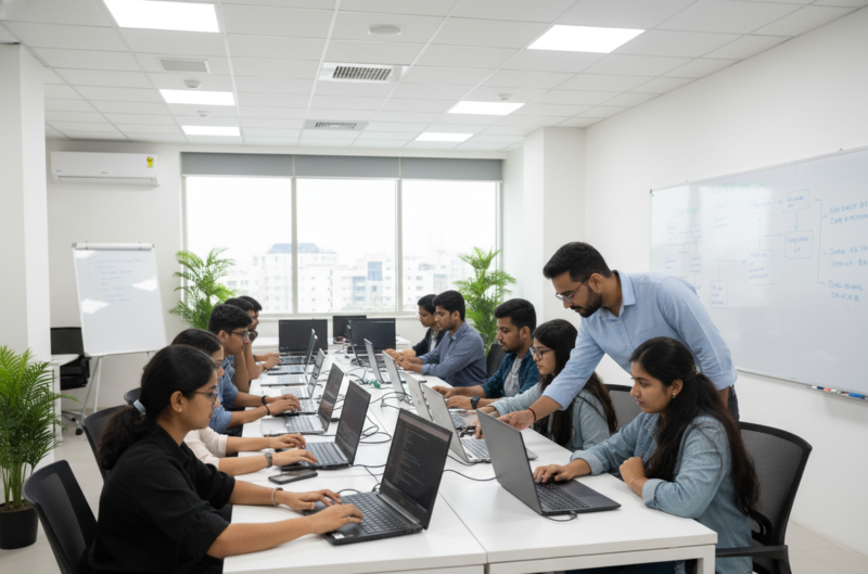 Students learning software development at the Best software Training Institute in Hadapsar