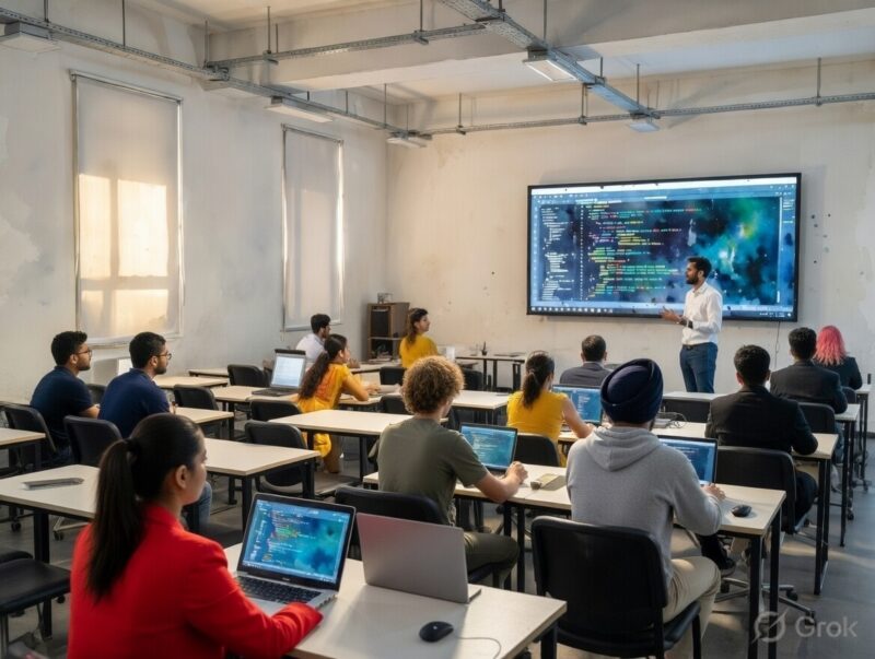 Students learning programming at the Best software training institute in hadapsar