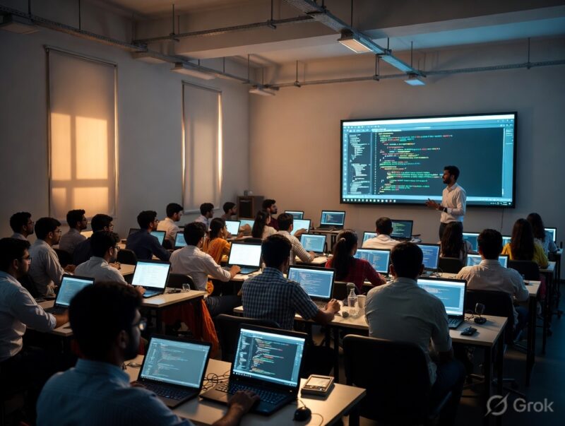 Students learning programming at the Best software training institute in hadapsar