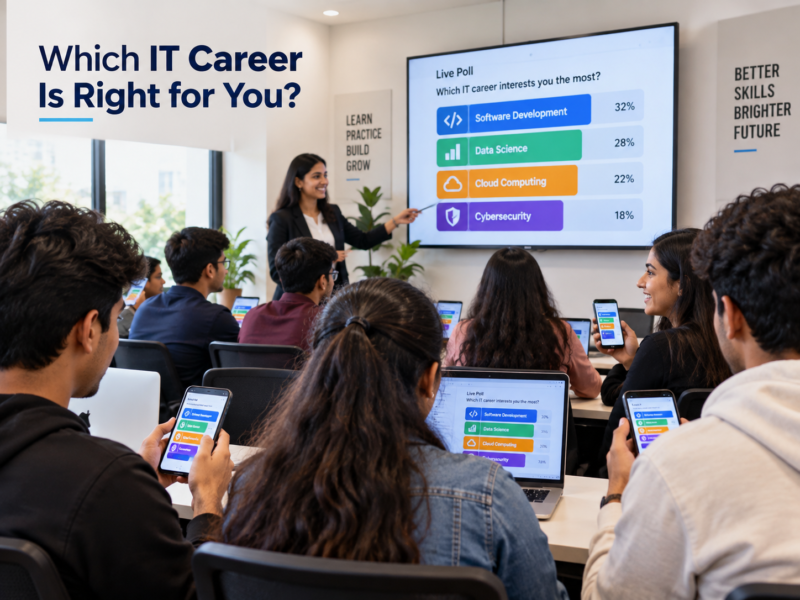 Students participating in an IT career poll at the Best IT Training Institute in Hadapsar