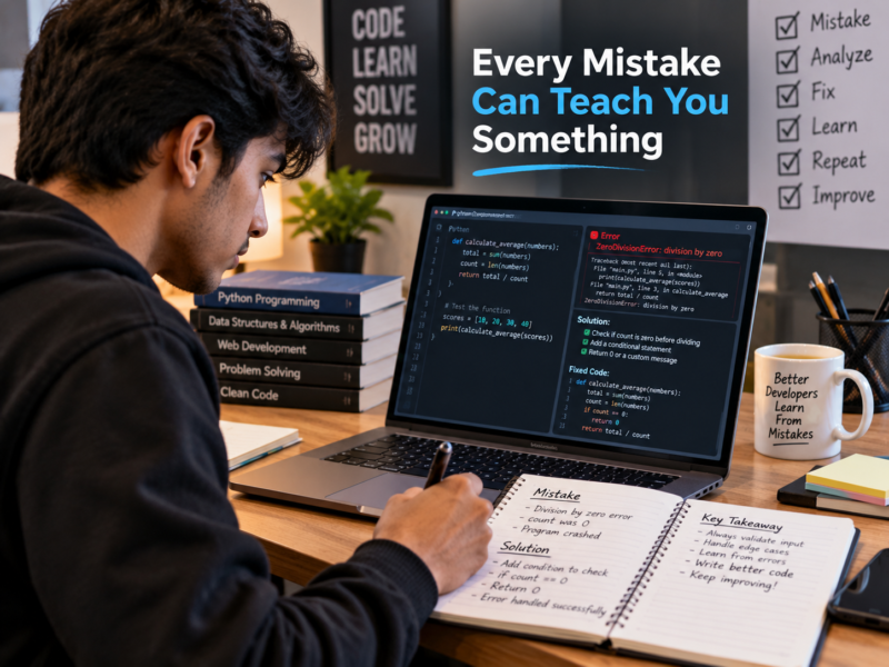 IT student learning from coding mistakes at the Best IT Training Institute in Hadapsar