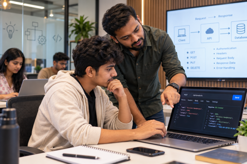 IT student learning API development at the Best software Training Institute in Hadapsar