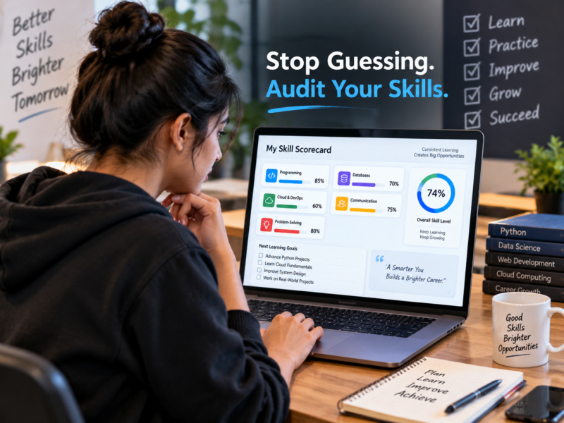 IT student performing a skill audit at the Best software Training Institute in Hadapsar