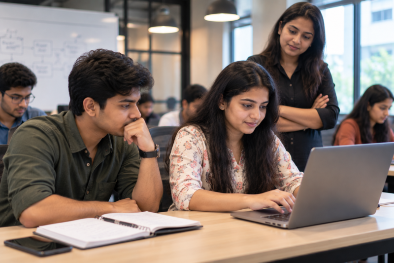 IT students testing software like real users at the Best software Training Institute in Hadapsar