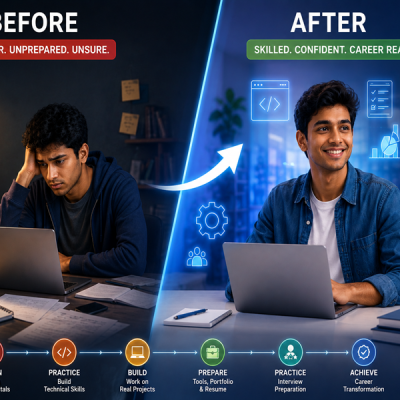 Before and after transformation of an IT fresher after six months of training