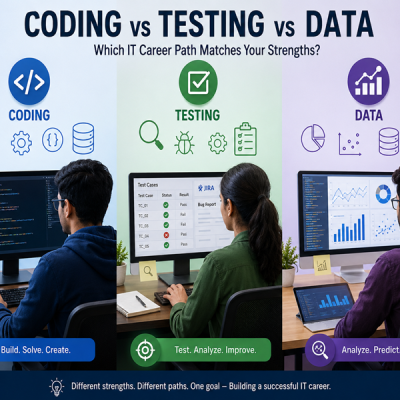 Coding testing and data career paths for IT beginners