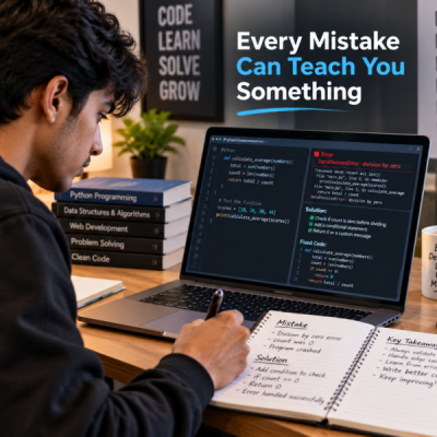 IT student learning from coding mistakes at the Best IT Training Institute in Hadapsar