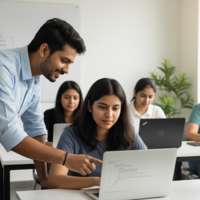 Beginner student learning IT skills at the Best IT Training Institute in Hadapsar