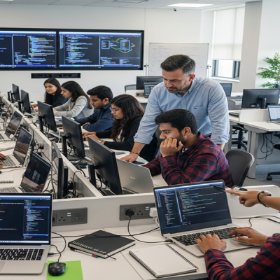 Students practicing practical problem-solving at the Best IT Training Institute in Hadapsar