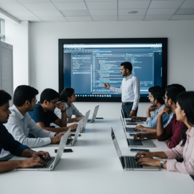 Students working on real projects at the Best IT Training Institute in Hadapsar