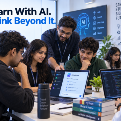 IT students using AI as a learning partner at the Best software Training Institute in Hadapsar