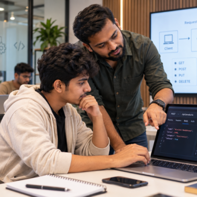 IT student learning API development at the Best software Training Institute in Hadapsar