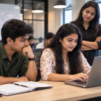 IT students testing software like real users at the Best software Training Institute in Hadapsar