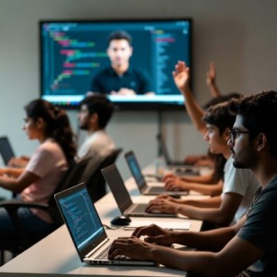 Students learning development skills at the Best software training institute in hadapsar