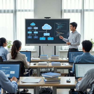 Students learning cloud basics at the Best software Training Institute in Hadapsar