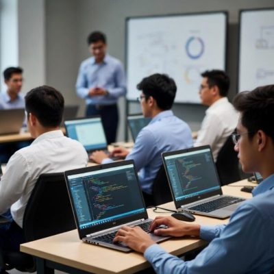 Students learning Git version control at the Best software Training Institute in Hadapsar