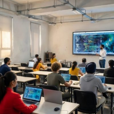 Students learning programming at the Best software training institute in hadapsar